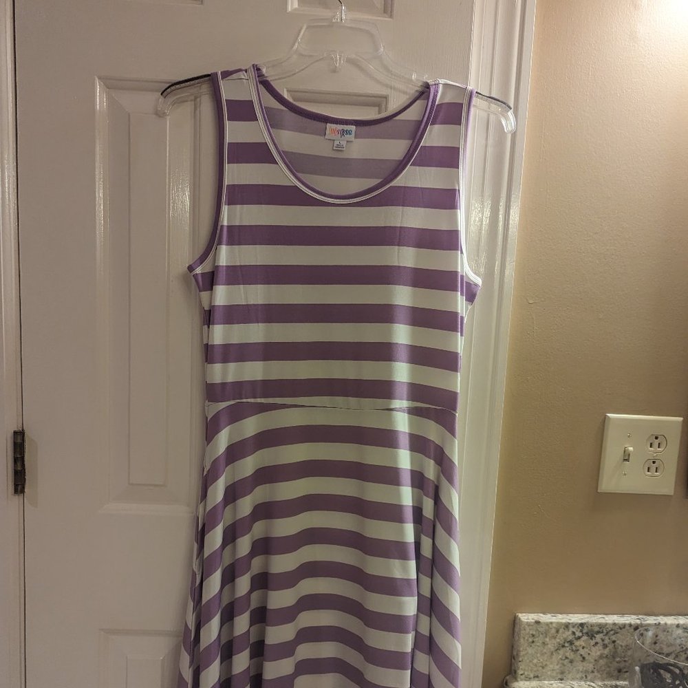 Lularoe Nicki Dress Lavender & White Size L